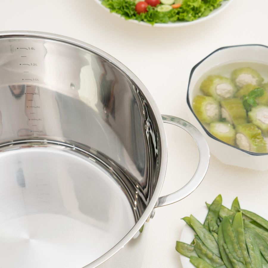 Bộ nồi xửng hấp Inox 5 đáy Kalpen L30PRO size 30cm dung tích 14L, chuẩn ĐỨc bảo hành 5 năm