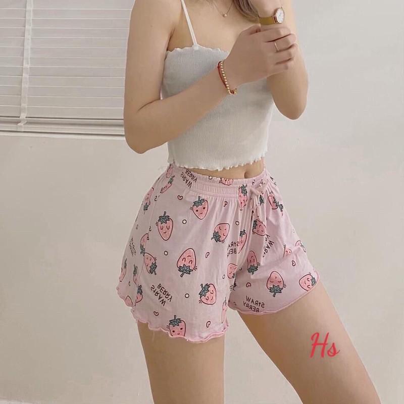 Quần short nữ Quần đùi Nữ Chạy Viền Quần Đùi Ngủ Nữ Họa Tiết Cutequần đùi dáng bánh bèo, đồ ngủ mặc lên thoải mái,xinh