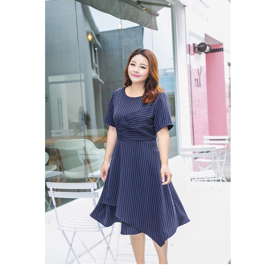 dress88-ĐẦM SỌC CÁCH ĐIỆU TAY NGẮN BIGSIZE s-6xl