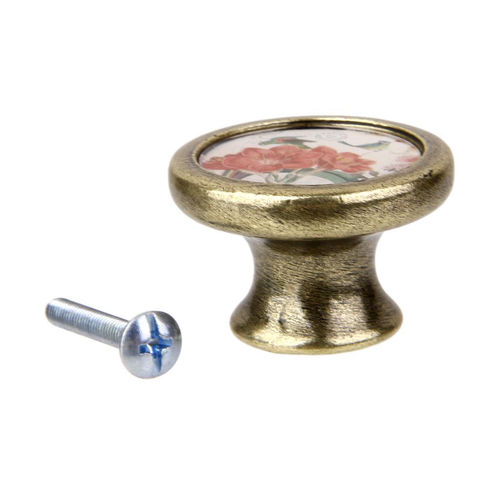 2pcs Vintage Brass Door Knob Cabinet Cupboard Drawer Dresser Pulls Handle Knob