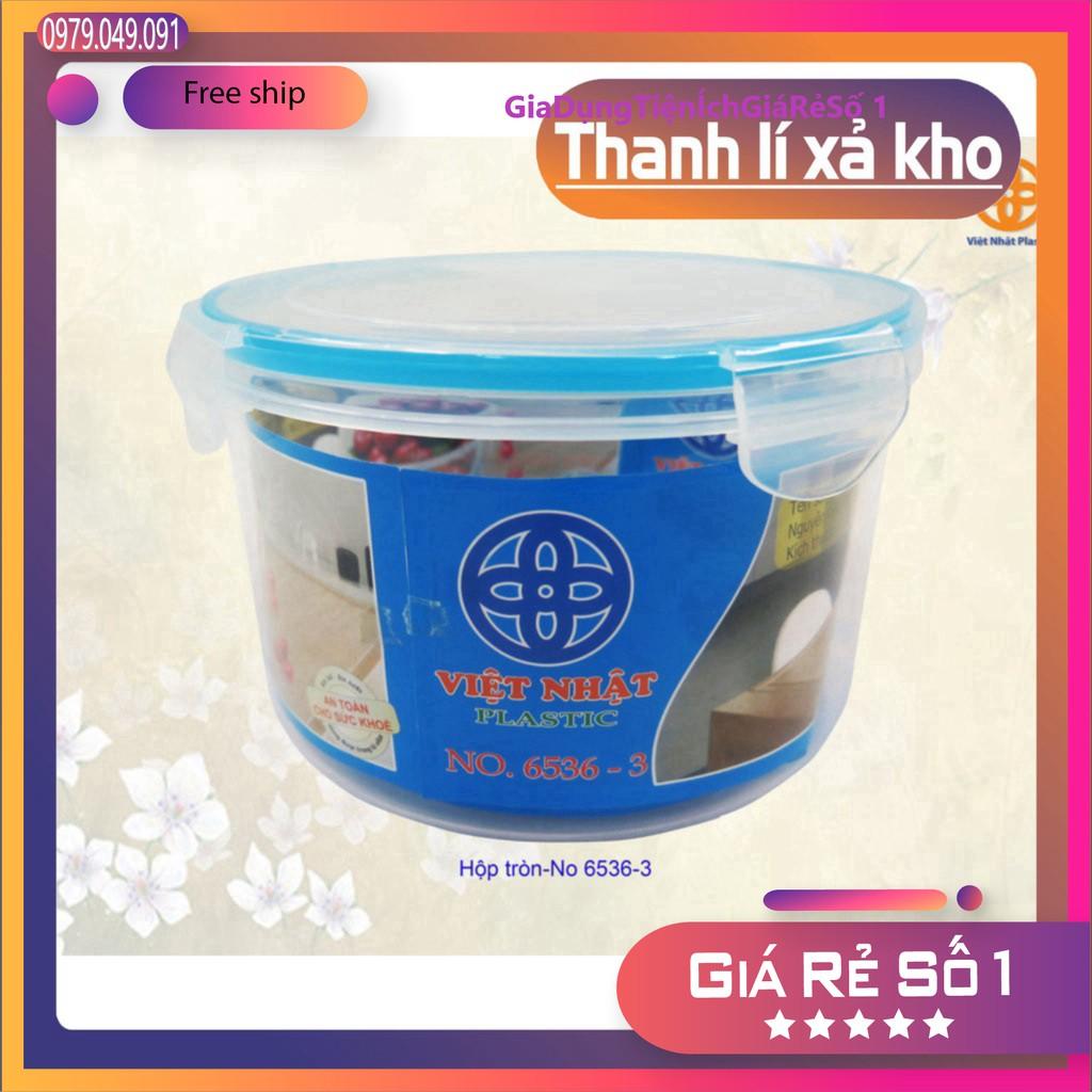 Hộp nhựa đựng thực phẩm VIỆT NHẬT TRÒN có khóa an toàn siêu chắc chắn.