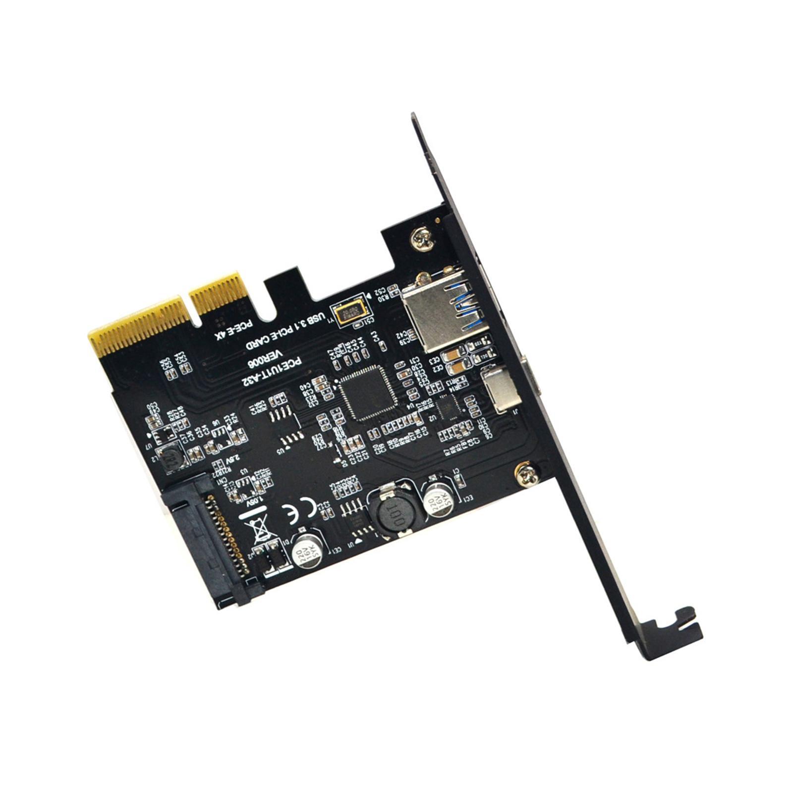 Pci-e to USB 3.1  10 Gbps USB A + USB C Expansion Card Components Easy to Install High Performance  Adapter Card for Computer