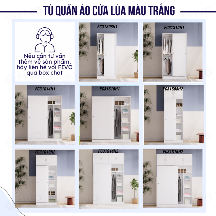 Tủ Đựng Quần Áo Gỗ MDF Lõi Xanh Chống Ẩm Dày 17mm FIVO FC01 Cửa Mở 3 Cánh Ngang 1m2 Phong Cách Hàn Quốc Dễ Dàng Lắp Ráp - Chính Hãng