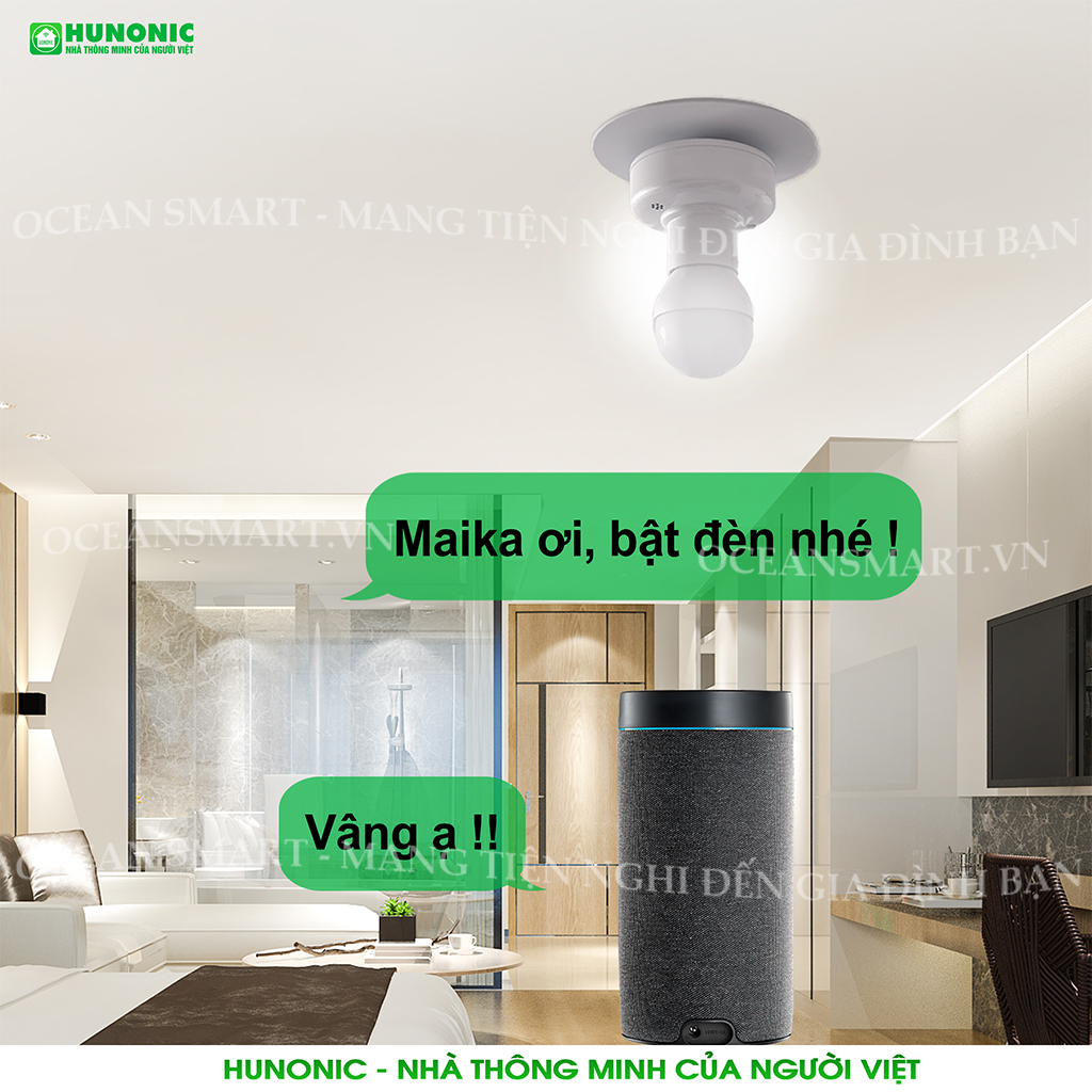 Đui Đèn Wifi Hunonic, Đui Đèn Hẹn Giờ, Điều Khiển Bằng Điện Thoại - HNSPWF