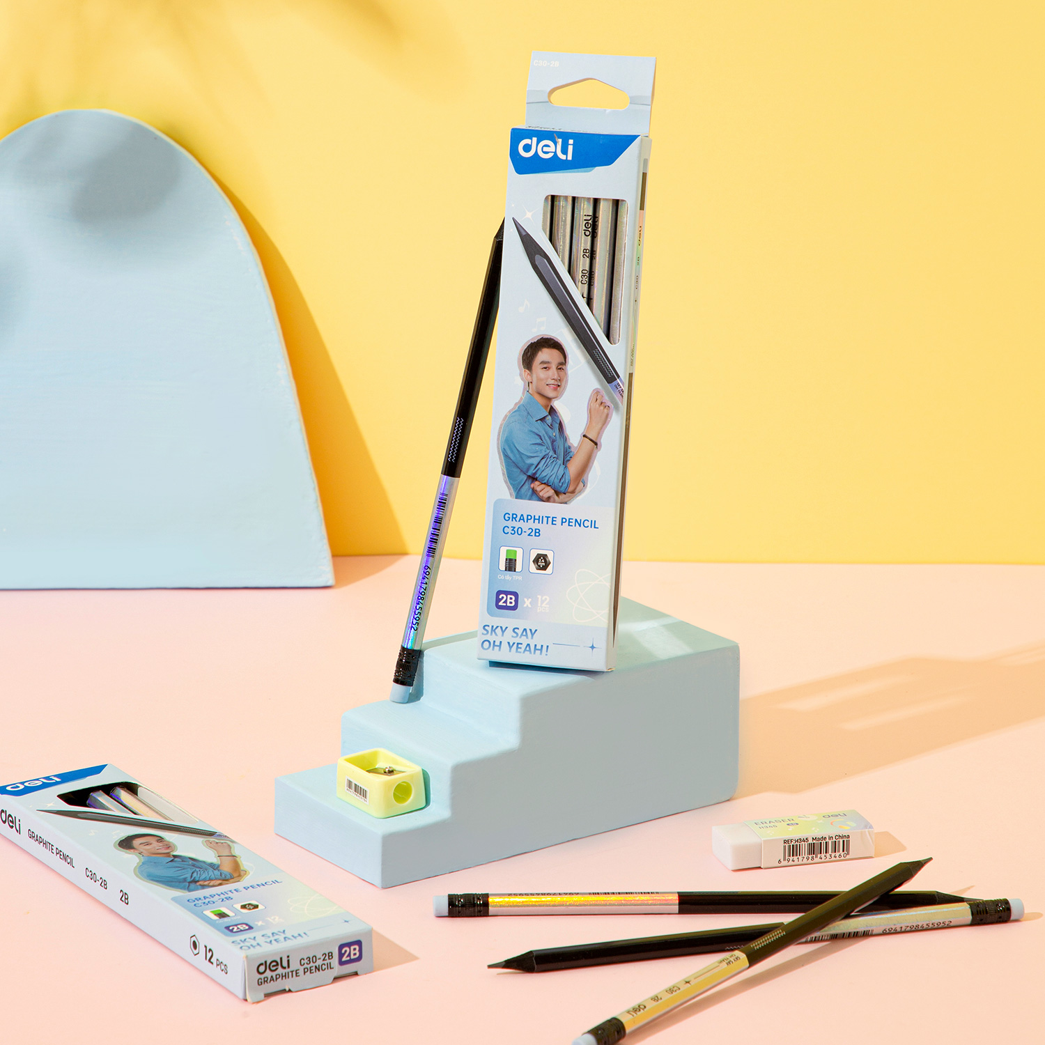 Set 12 Bút Chì Gỗ 2B Chống Gãy Bút Chì Dễ Gọt Cho Học Sinh Viết Chì Gỗ Deli - CC30 CC31