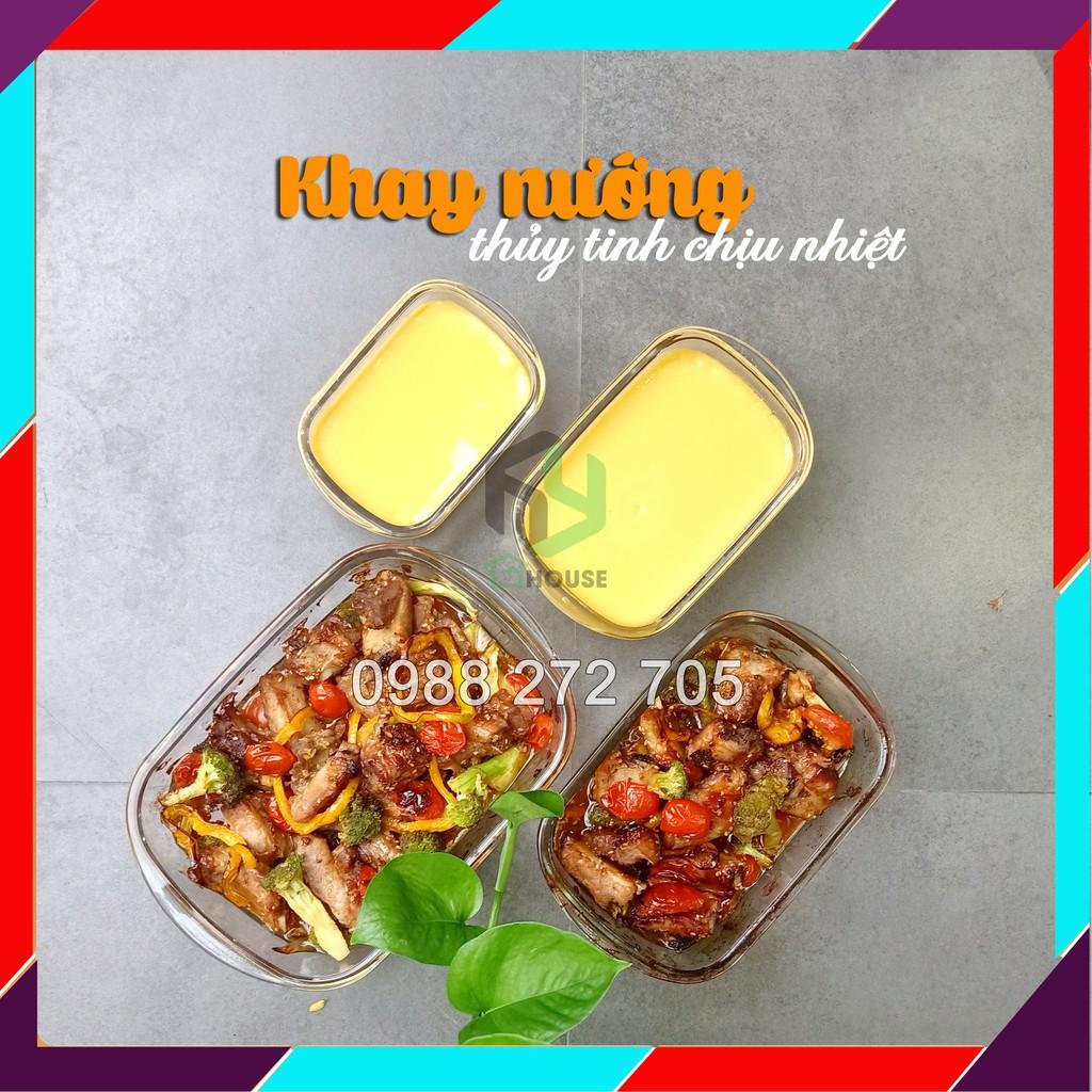 Khay nướng thủy tinh chịu nhiệt 400 độ [TẶNG KÈM NẮP