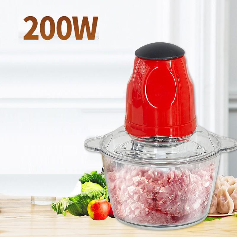 Máy Xay Thịt Cối Nhựa Trong Suốt 2L Công Suất 200W - Cối Xay Đa Năng 4 Lưỡi, Xay Thực Phẩm, Sinh Tố, Rau Củ Quả
