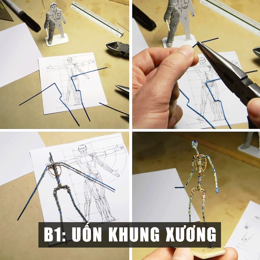 Dây nhôm mềm làm khung xương cho đất sét, dụng cụ điêu khắc đất sét