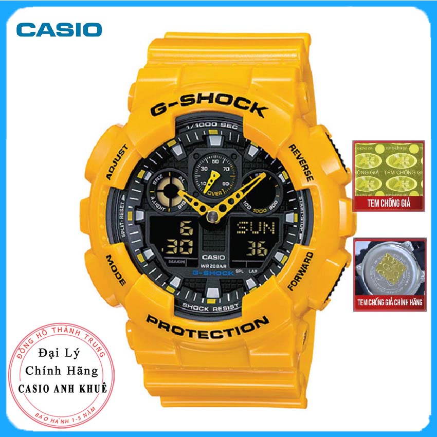 Đồng Hồ Nam Casio G-Shock Nam GA-100A-9A Vỏ Vàng Chính Hãng