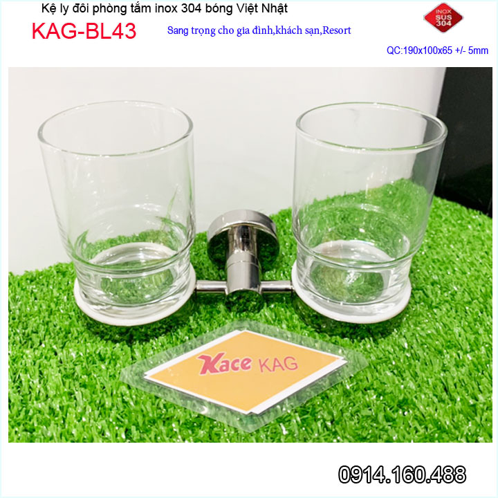 Kệ ly đôi inox kace KAG-BL43, kệ để ly bàn chải inox 304 đế tròn cao cấp thiết kế tuyệt đẹp