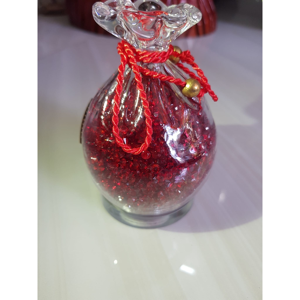 Tượng Túi Tiền Để bàn làm việc và xe hơi Thạch Anh ĐỎ ĐÔ ĐẬM ĐẸP tự nhiên cao 10cm x 7cm hợp mệnh HỎA THỔ trưng rất đẹp xinh may mắn ạ