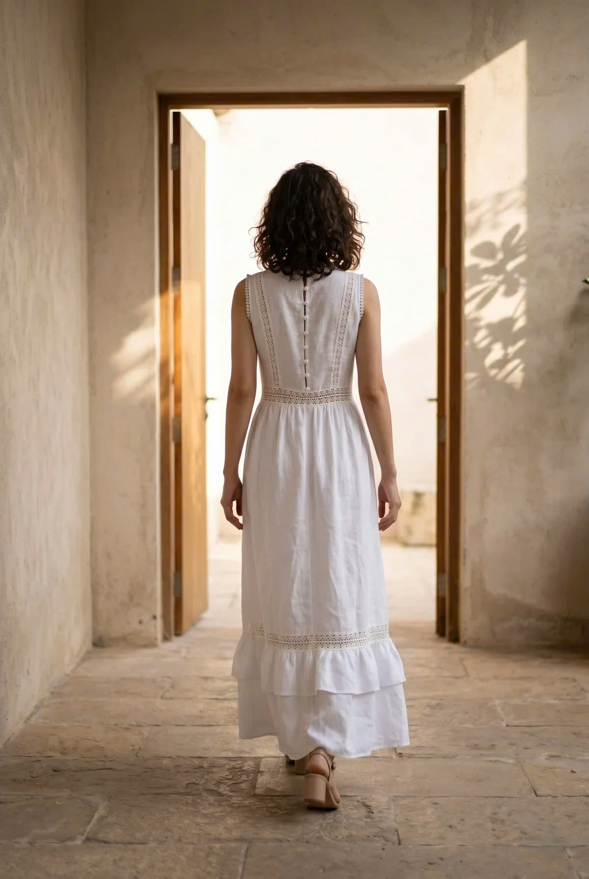 Đầm Maxi Phối Ren Linen Trắng Minh Duyên Dre237 Thời trang Hity