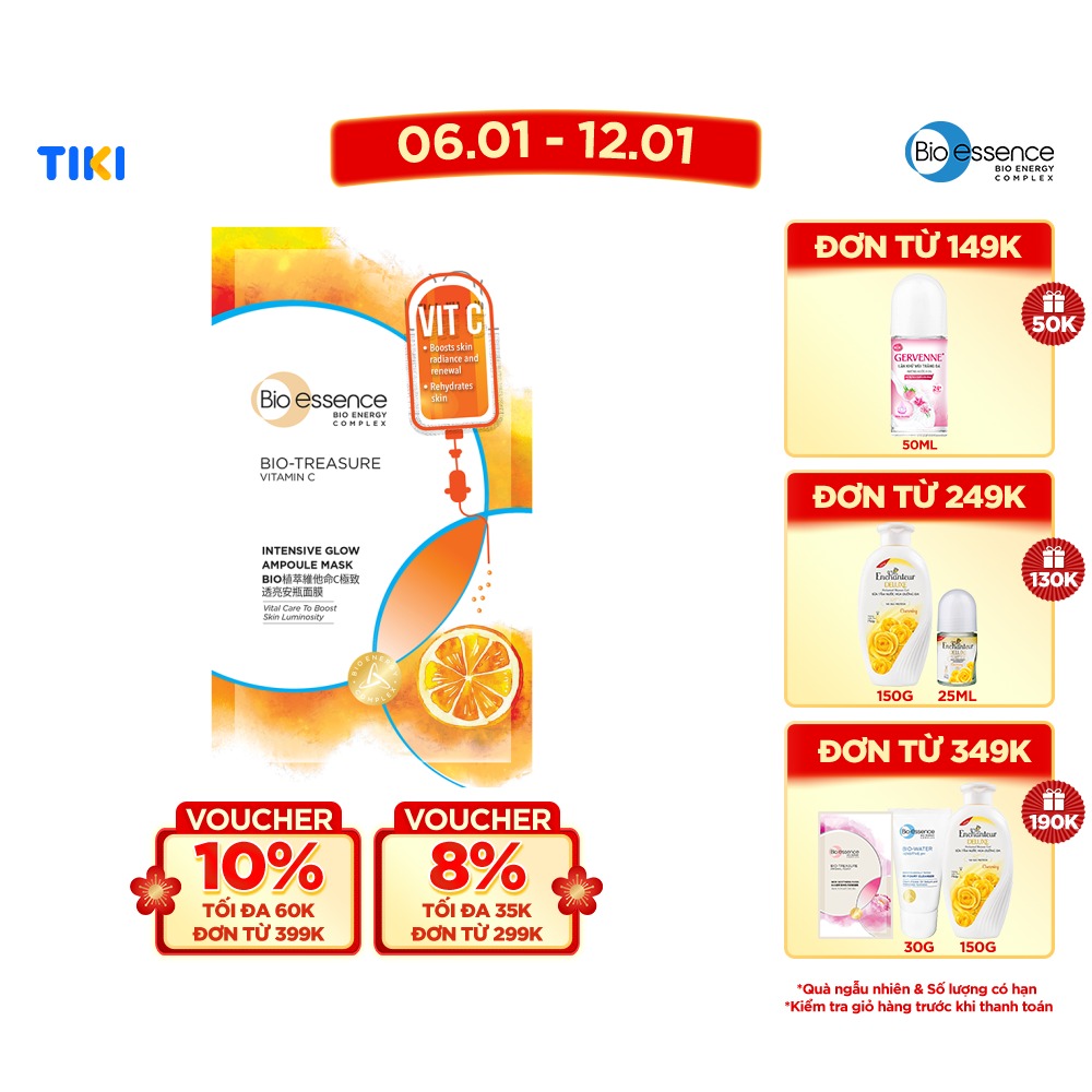 Mặt nạ giấy cấp ẩm và làm sáng da Bio-Essence Bio-Treasure tinh chất Vitamin C 20ml