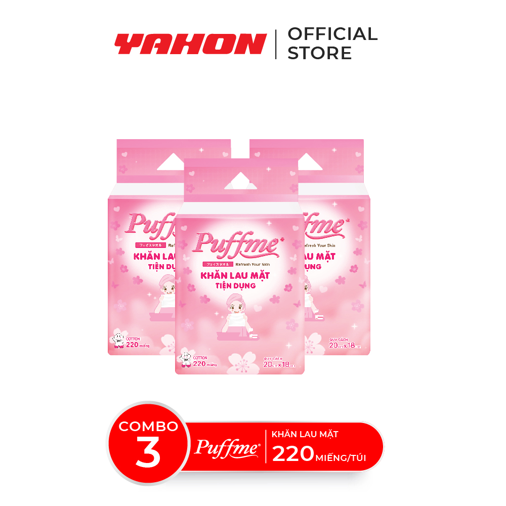 Combo Khăn Lau Mặt Cao Cấp PUFFME, 220 Miếng/Bao
