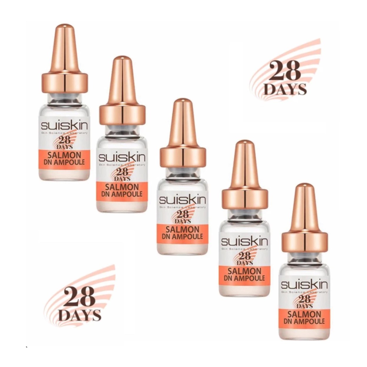 Combo 5 chai Tinh chất Tế bào gốc DNA Trứng Cá Hồi Tri tái tạo, phục hồi da Suiskin Salmon DN Ampoule 28 days 2ml/chai