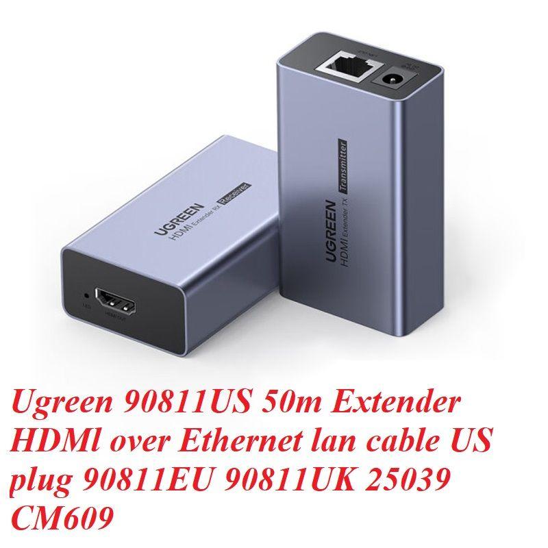 Ugreen UG25039CM609TK S 50M Bộ kéo dài tín hiệu HDMI qua cáp mạng Lan chuẩn cắm nguồn dẹp US 90811EU 90811uk 25039 - HÀNG CHÍNH HÃNG