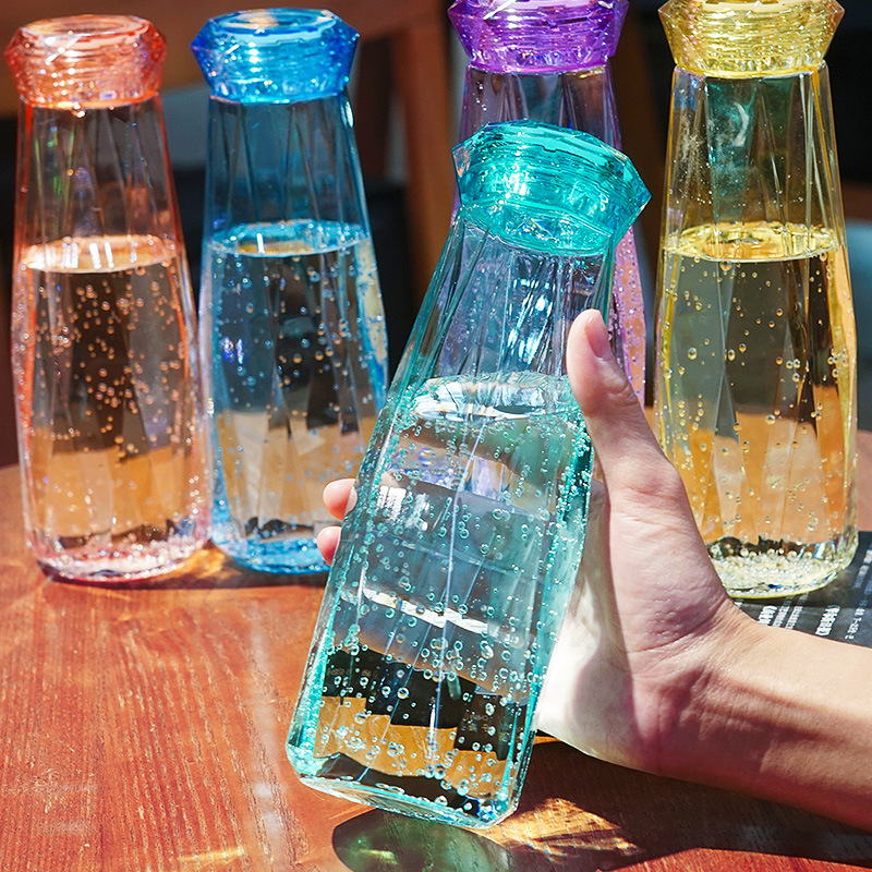 Bình Nước Thủy Tinh Kim Cương 500ml - Vàng