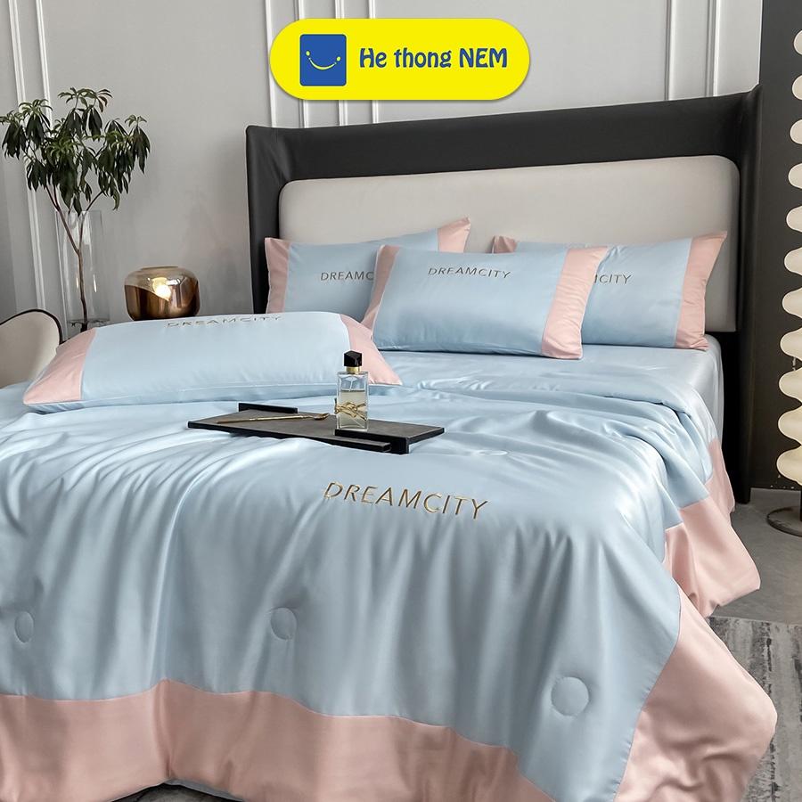 Ga Giường 5 Món Cotton Lụa SERENA Set Chăn Ga Trải Giường Cao Cấp Chần Bông – Hệ Thống Nệm
