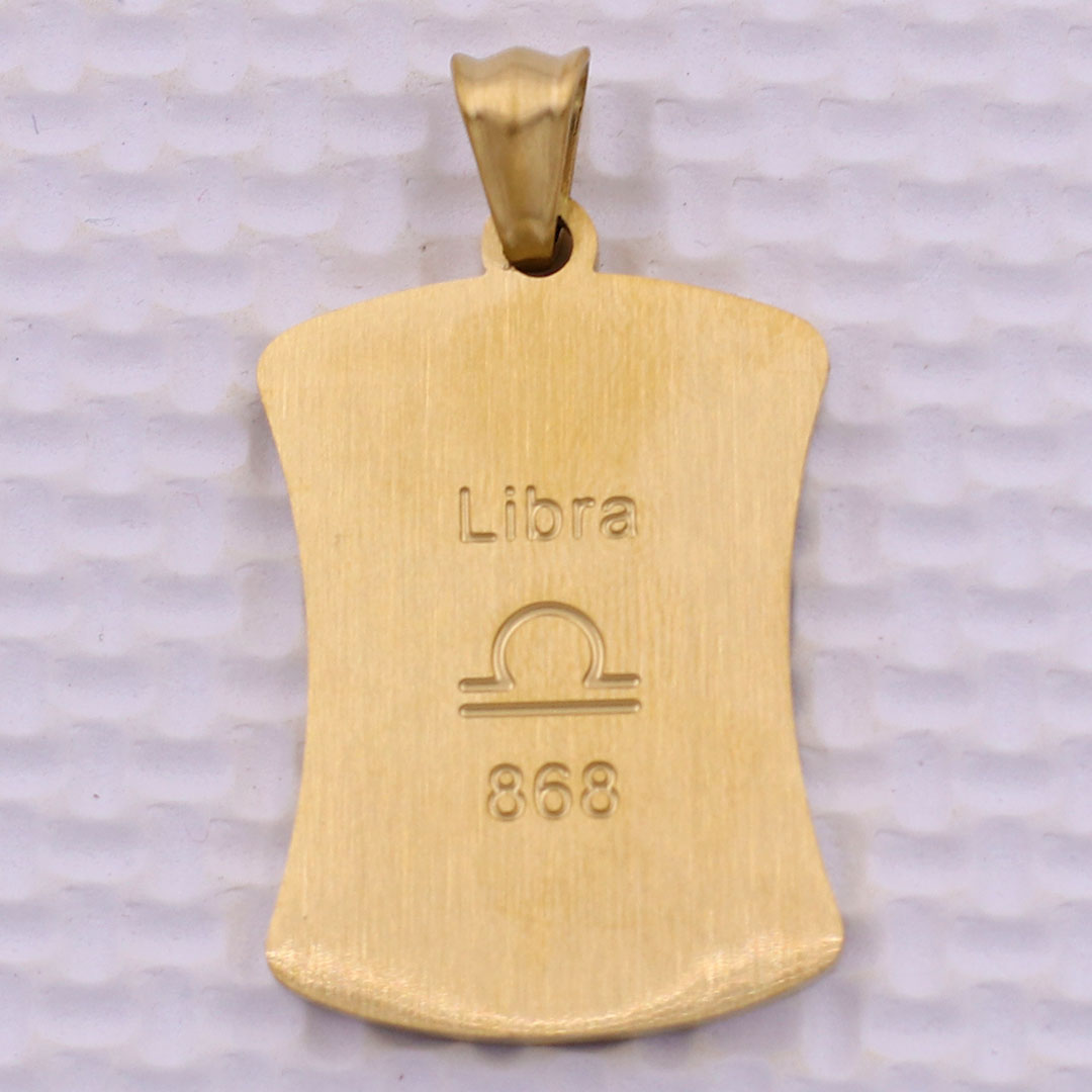 Mặt dây chuyền Thiên Bình- Libra inox vàng kèm vòng cổ dây chuyền inox vàng + móc inox, Cung hoàng đạo