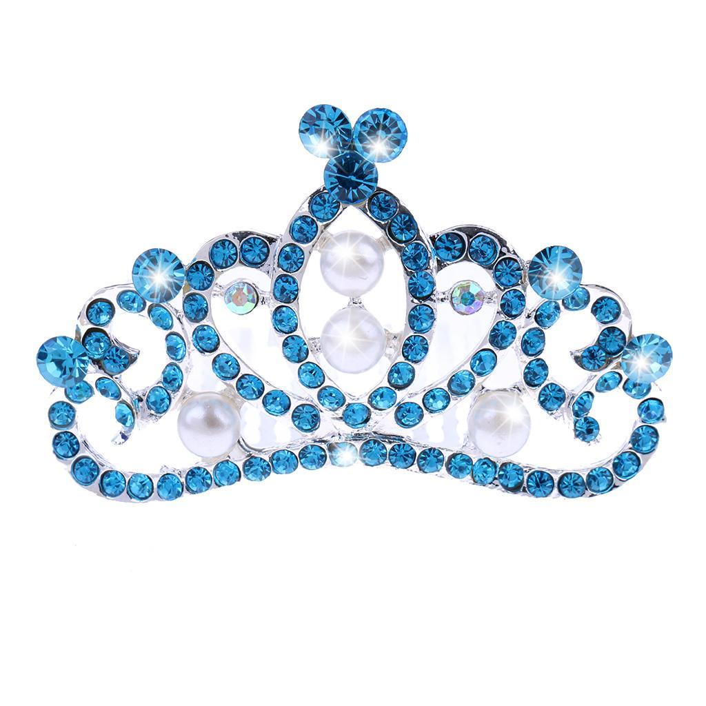 Shiny Crystal Pearls Side Crown Tiara Girls Woman Wedding Hair Accessories