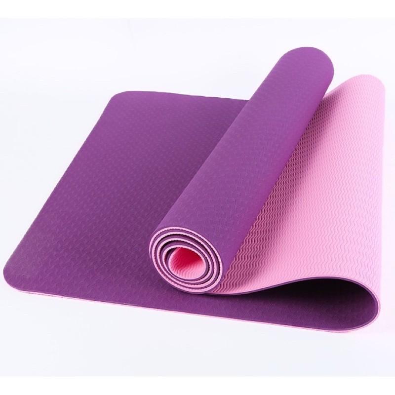 Thảm Tập Yoga 2 Lớp TPE Độ Dày Chuẩn 6mm (KÈM TÚI ĐỰNG), Thảm Tập Gym Chống Trơn Trượt Và Không Thấm Mồ Hôi Cao Cấp