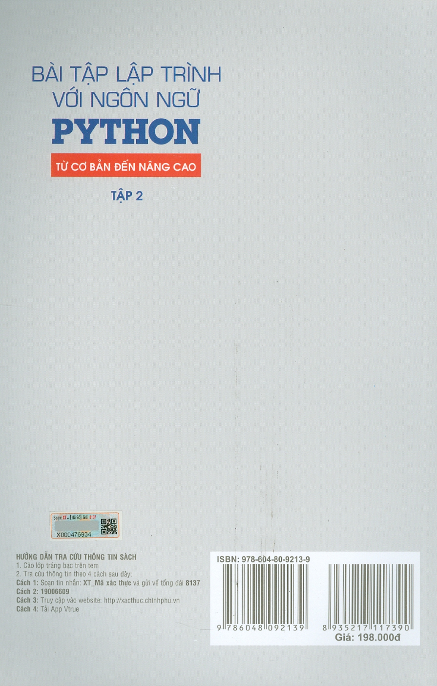 Sách Bài tập lập trình với ngôn ngữ PYTHON - từ cơ bản đến nâng cao ( tập 2)