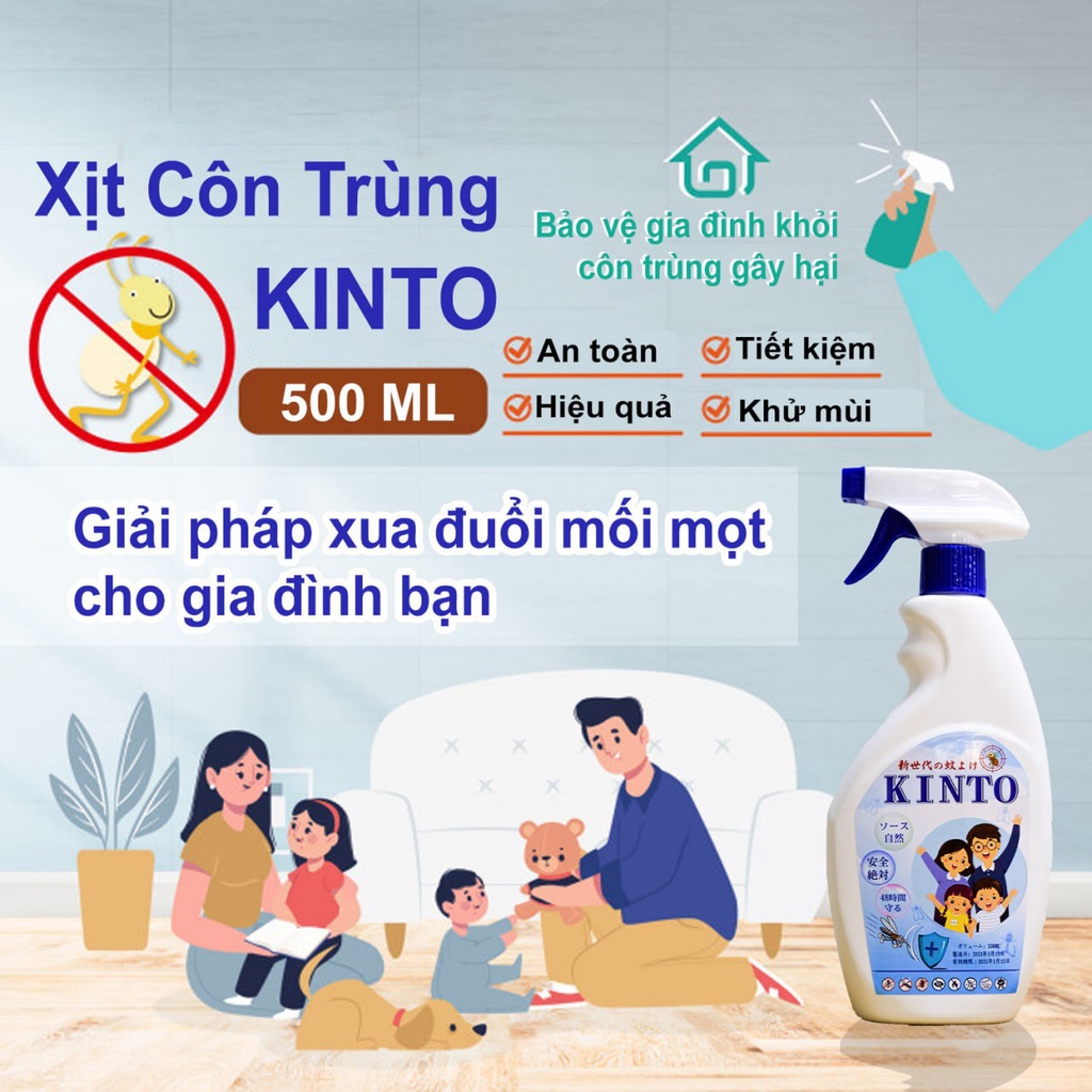 Xịt Tinh Dầu Đuổi Muỗi Và Côn Trùng Chiết Suất Thiên Nhiên KINTO Không Gây Kích Ứng Da Công Nghệ Nhật Bản