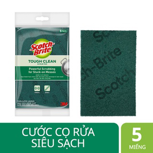 Cước rửa chén siêu sạch Scotch Brite 3M 150x100mm hình chữ nhật đa năng,lấy sạch vết bẩn cứng đầu hiệu quả [Gói 5 miếng]