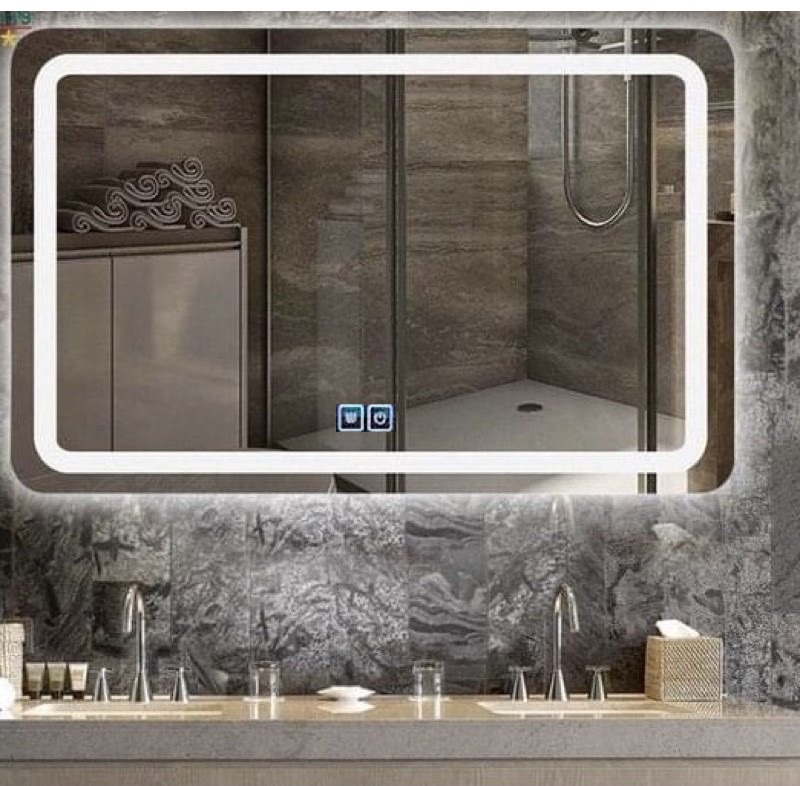 GƯƠNG TREO PHÒNG TẮM CẢM ỨNG ĐÈN LED CHỮ NHẬT CAO CẤP 700x500 cm (có nút cảm ứng bật tắt)