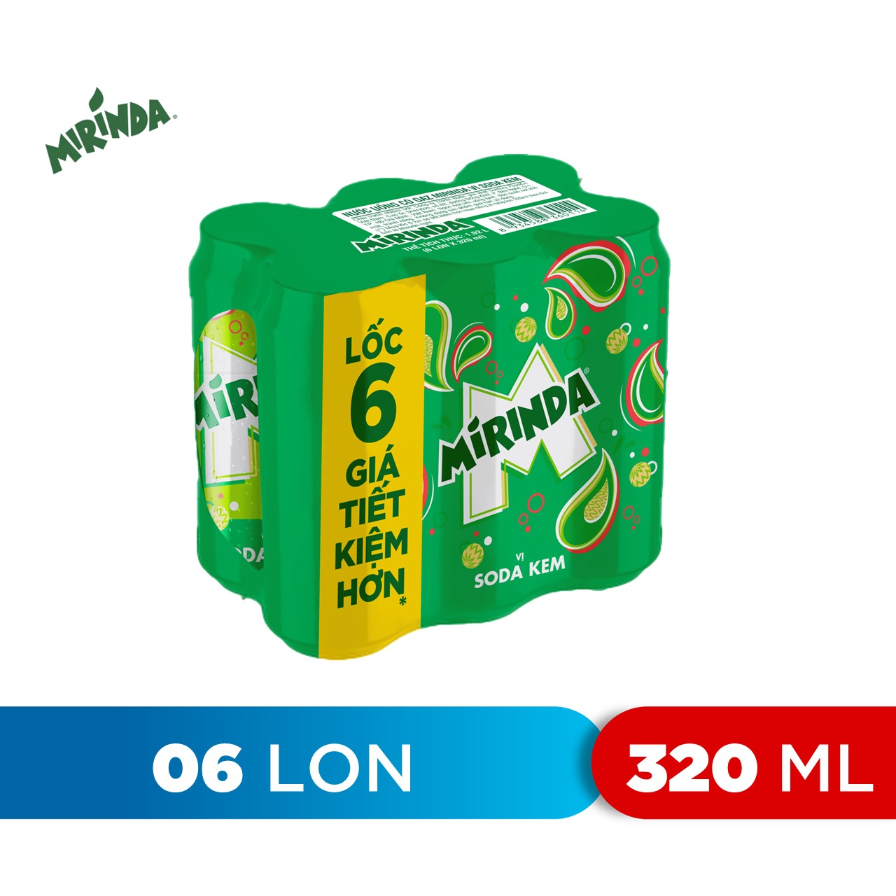 Lốc 6 Lon Nước Ngọt Có Gas Mirinda Soda Kem
