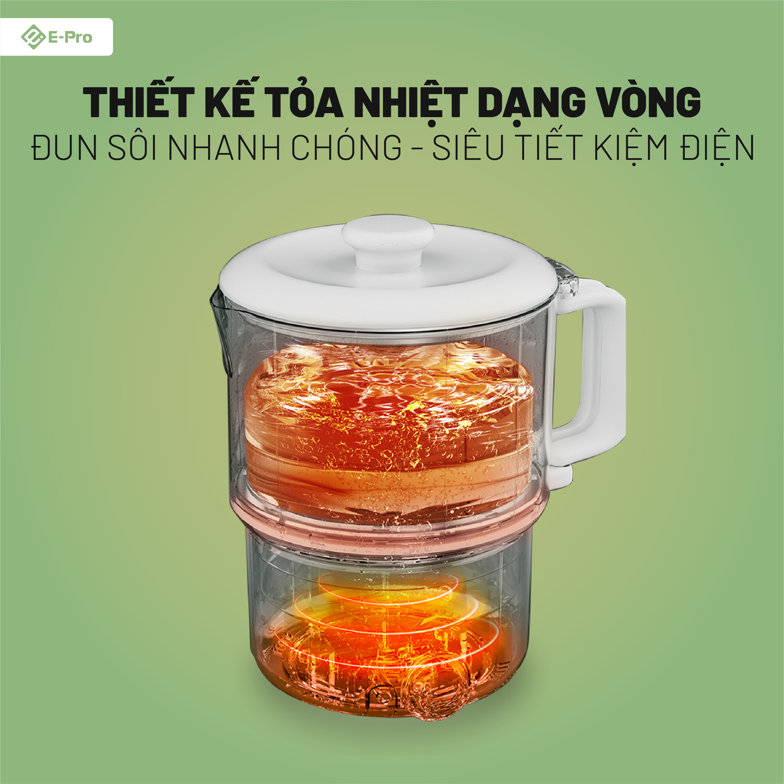 [Hàng chính hãng] Bình đun điện E-pro - Đun sôi và giữ ấm - 800ml - 600W