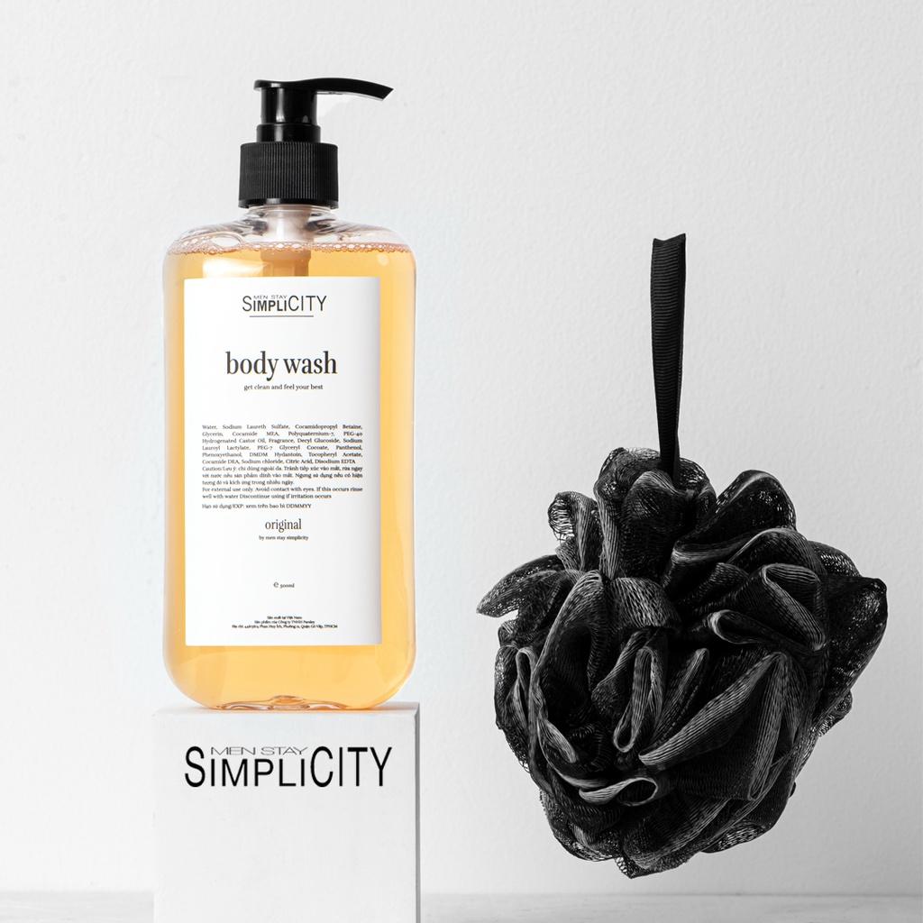 Bông tắm Men Stay Simplicity đen mạnh mẽ