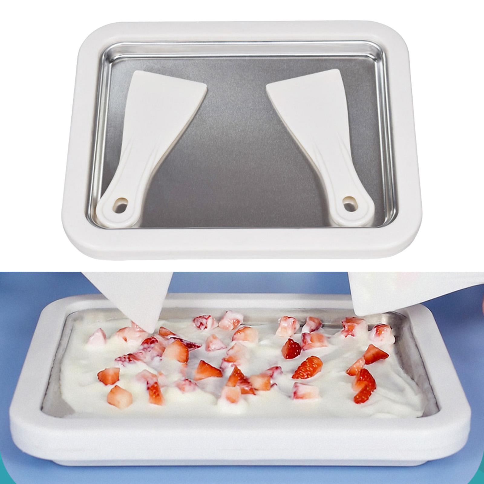 Ice Cream Maker with 2 Spatulas Family Fun Instant Maker Ice Cream Pan  Yogurt Freezer Plate Fruit Homemade for Kids