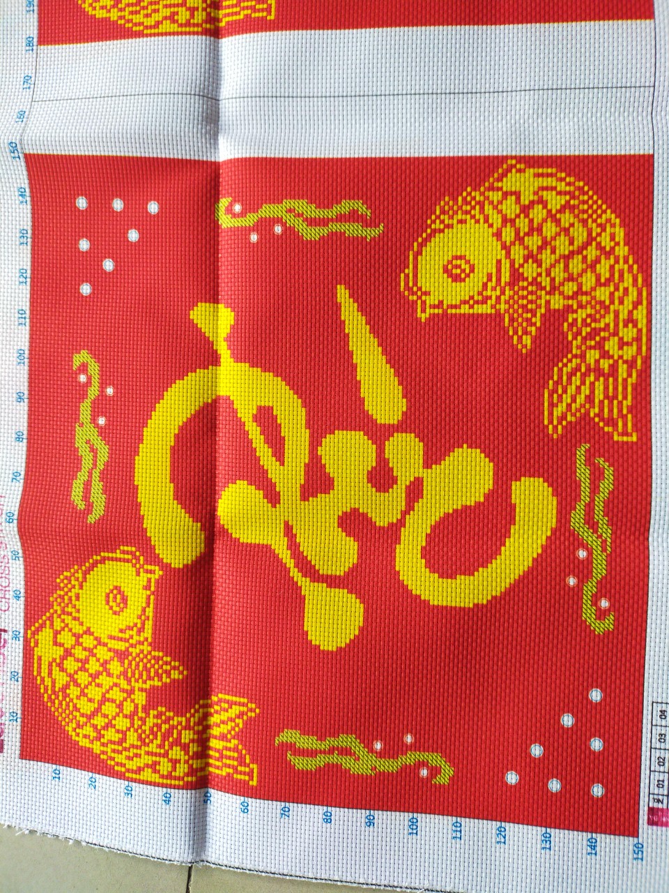 TRANH THÊU PHÚC LỘC THỌ - 126 x 43 cm - TỰ THÊU