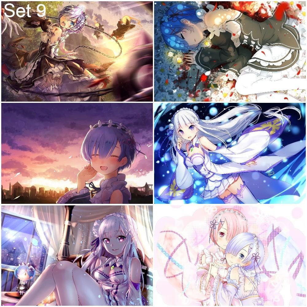 Bộ 6 Poster anime Re:Zero − Bắt đầu lại ở thế giới khác - A3,A4,A5