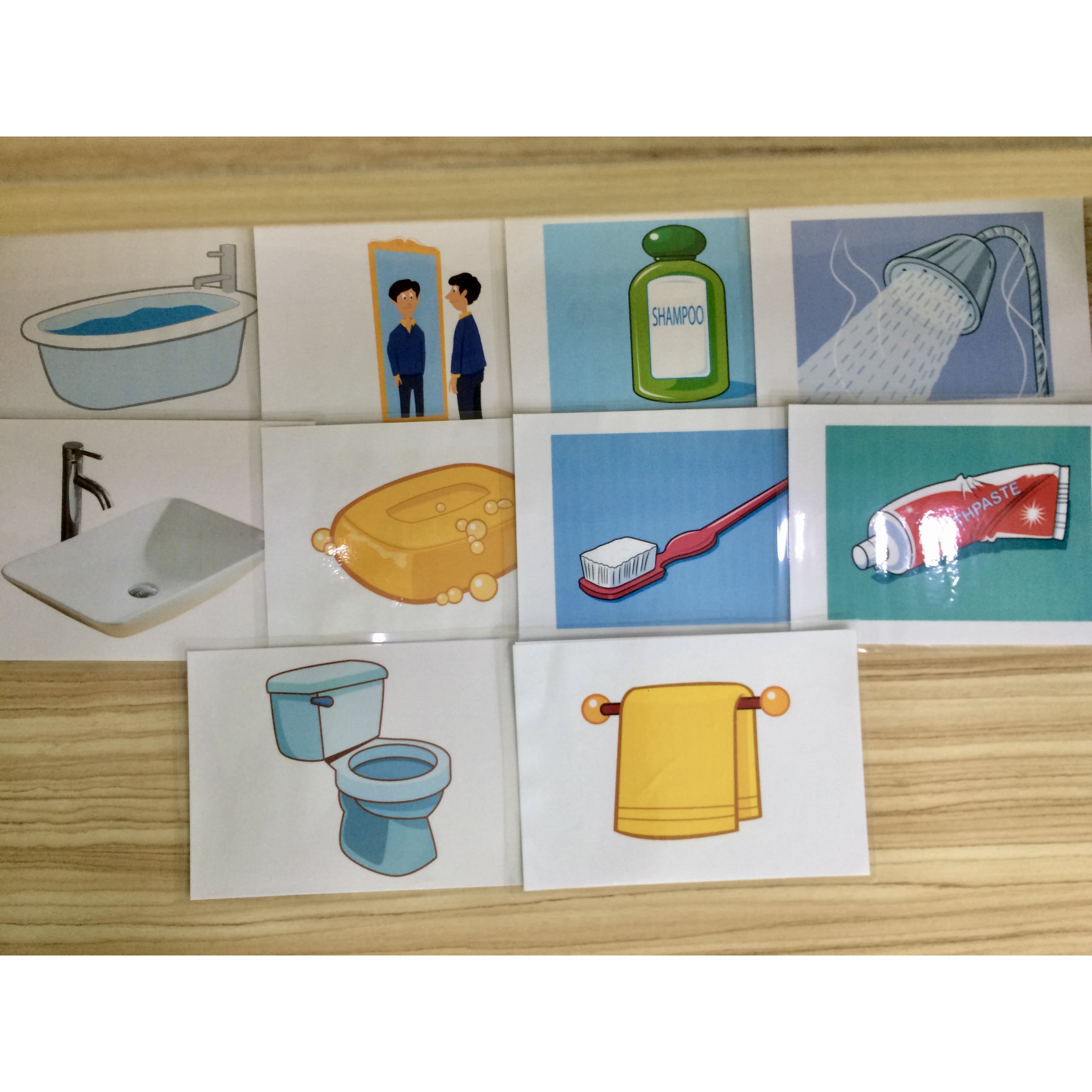 Bathroom Object Flashcards - Thẻ học tiếng Anh chủ đề Đồ vật nhà tắm - 10 cards