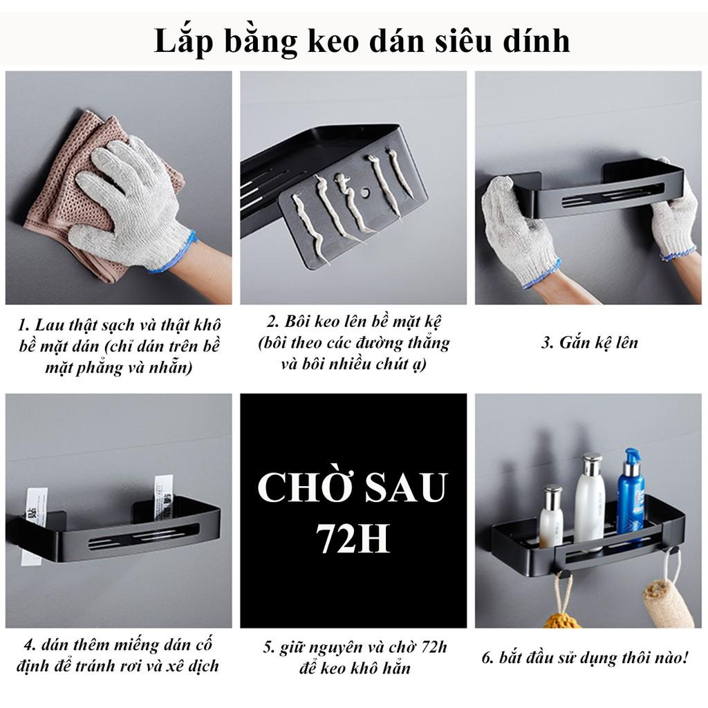 Kệ nhà tắm Kệ nhà bếp Inox 304 cao cấp AnShin chống gỉ sét - gắn tường bằng bắt vít hoặc dán keo