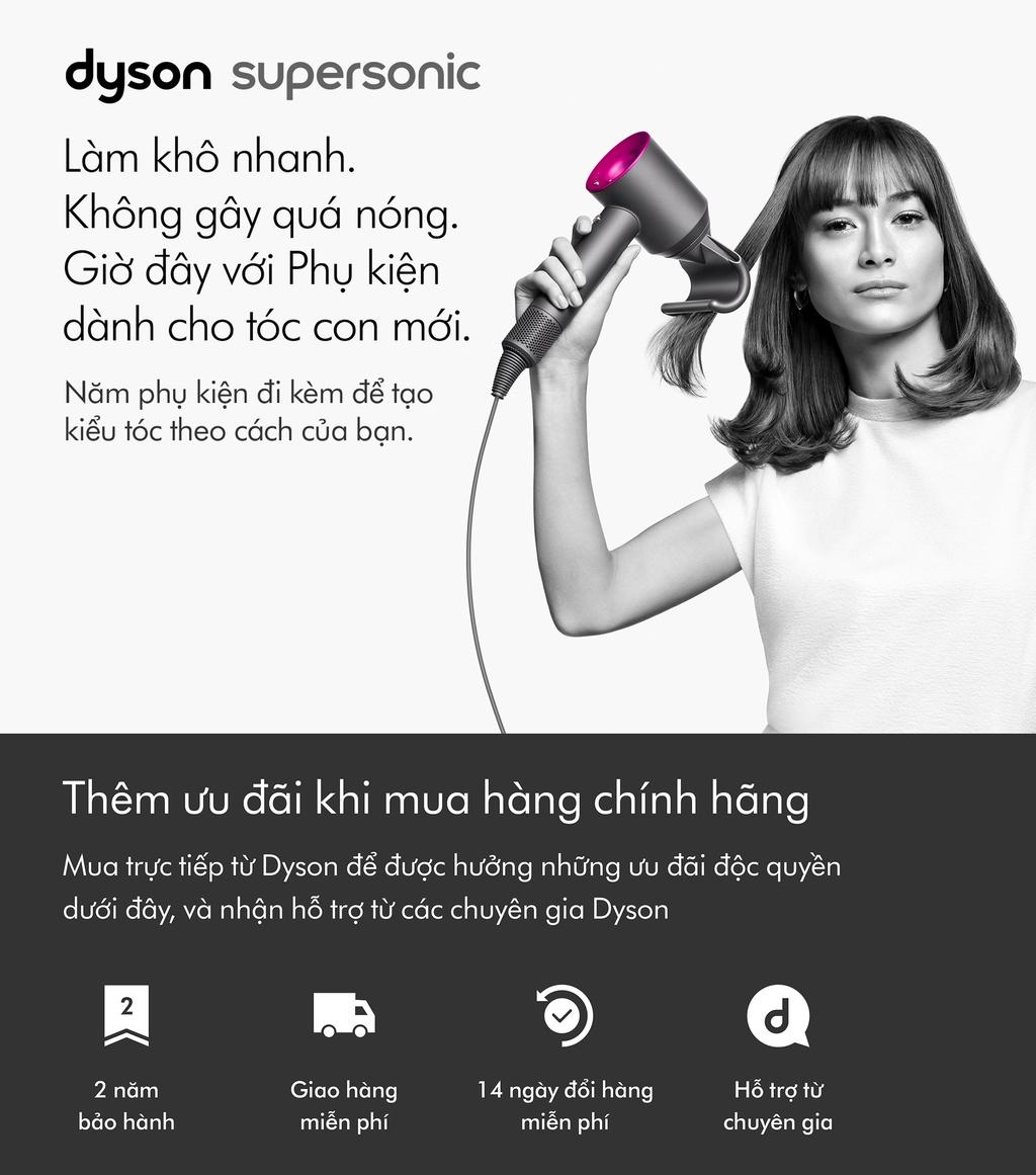 Máy Sấy Tóc Dyson Supersonic HD08, Hair Dryer HD08 (Nickel/Copper), Nhiều Đầu Giúp Tóc Xoăn Nhẹ, Bồng Bềnh, Nhập Hàn