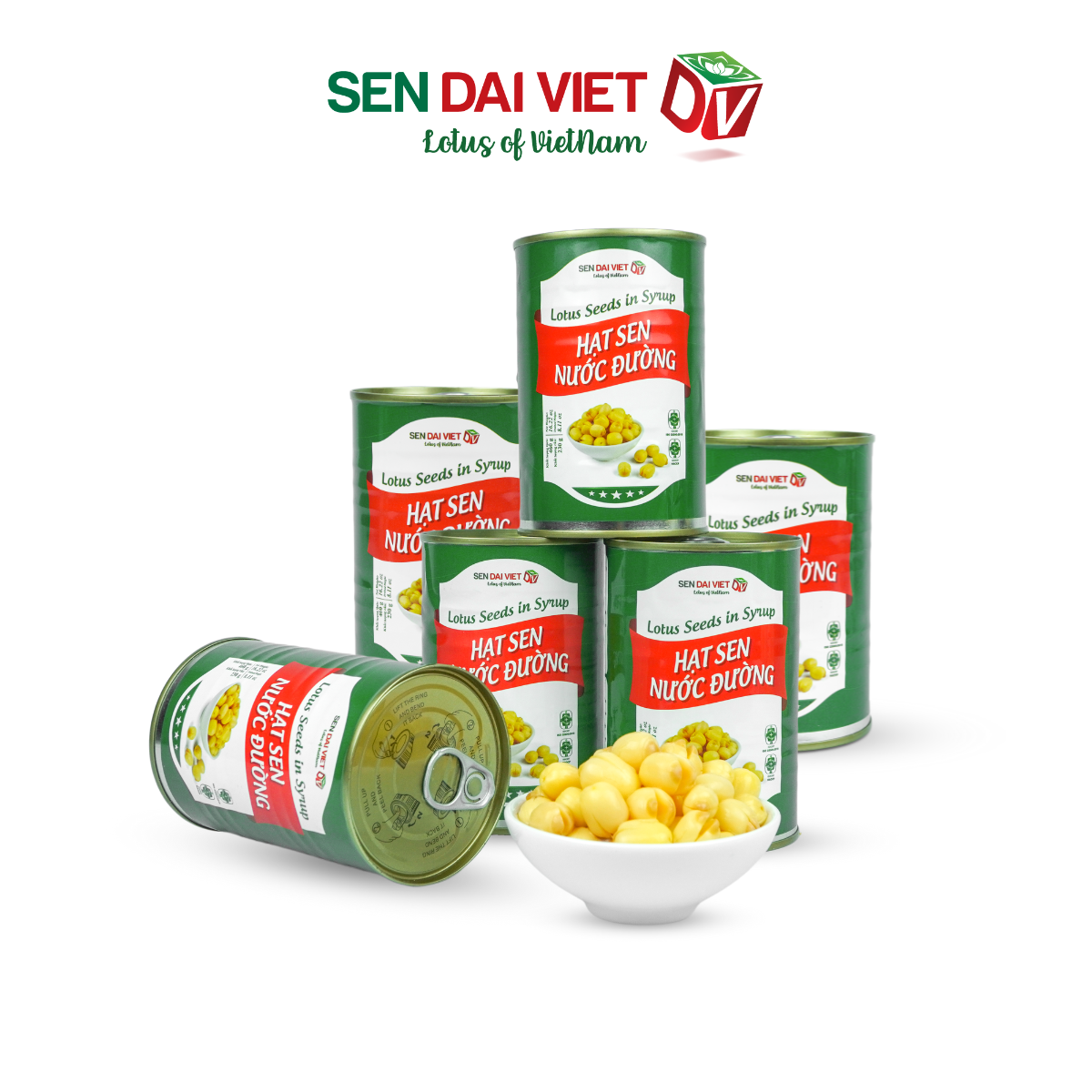 Hạt Sen Nước Đường- Hương Vị Thơm Ngon, Dễ Dàng Sử Dụng, ĐV- Sen Đại Việt- Lon 460g