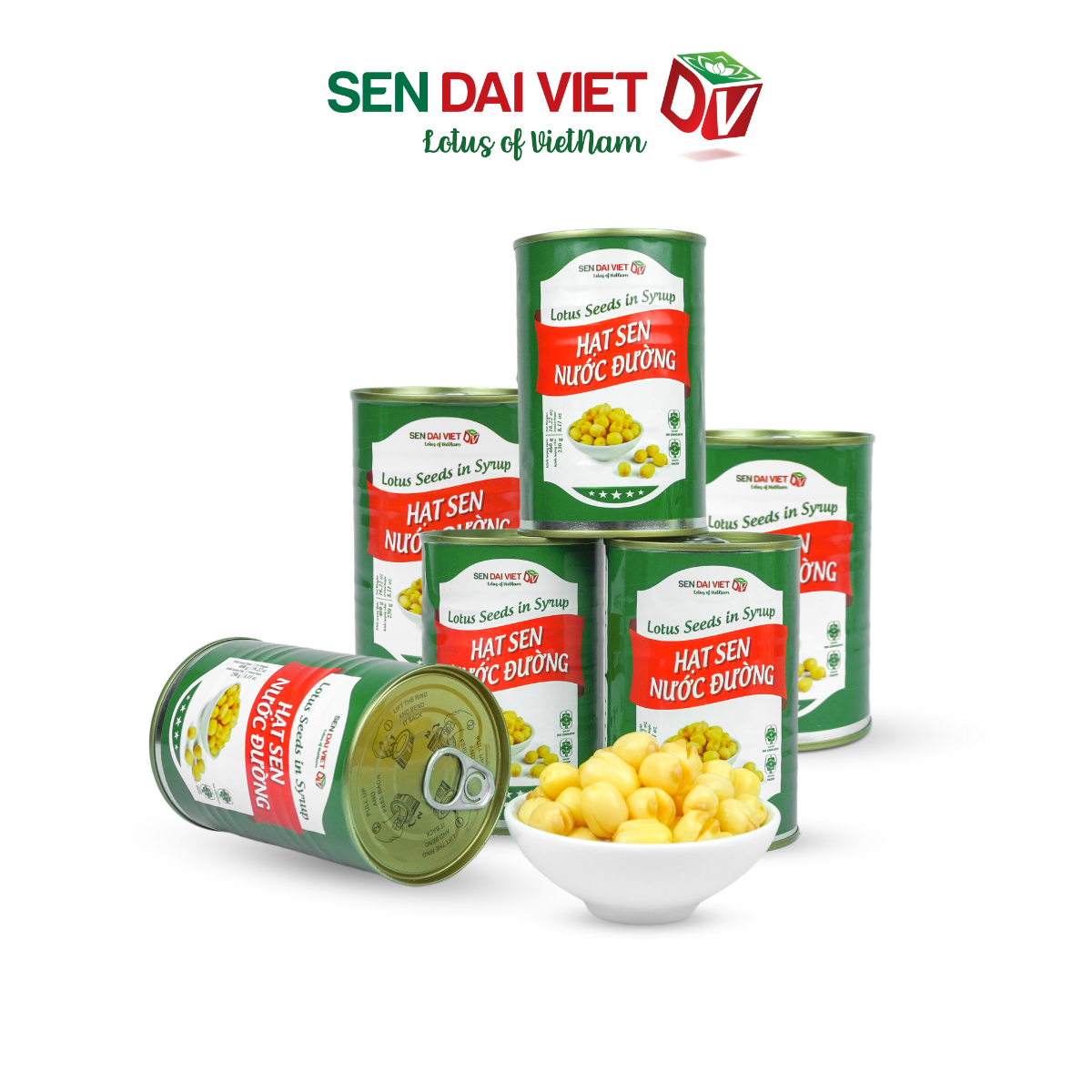 [6 Lon] Hạt Sen Nước Đường- Hương Vị Thơm Ngon, Dễ Dàng Sử Dụng, ĐV- Sen Đại Việt- Lon 460g