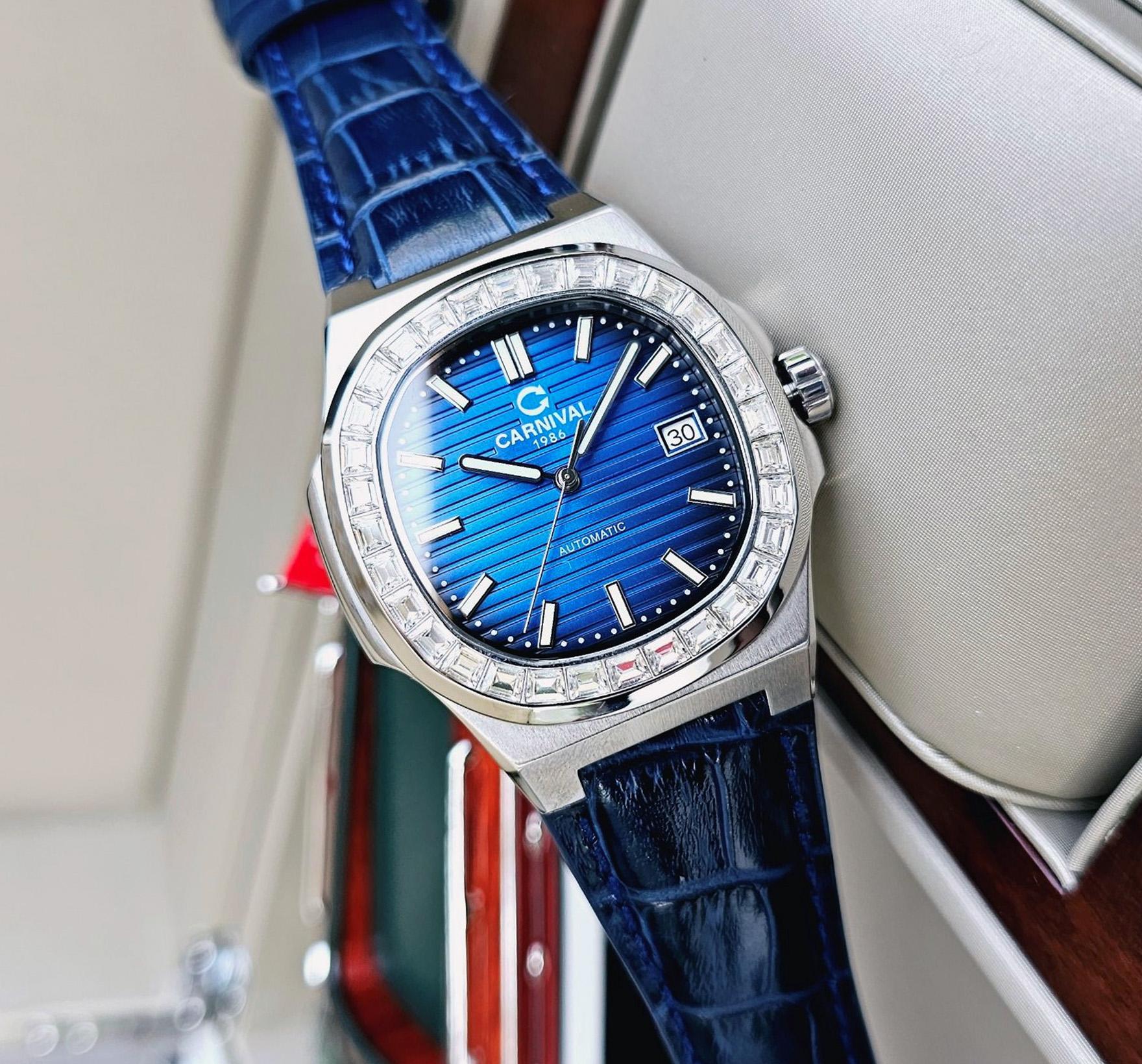 Đồng Hồ Nam Dây Da Carnival Nautilus G8108.304.034 Automatic - Kính Sapphire - Size 41mm - Carnival 8108G-VT-MXANH