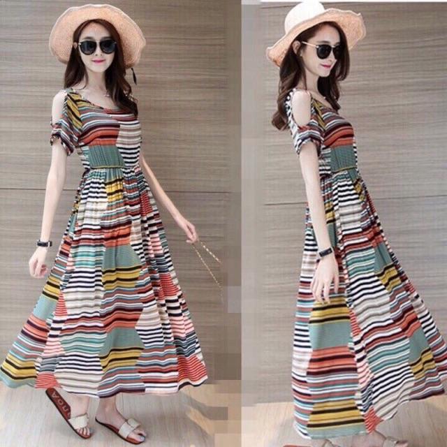 Đầm maxi trễ vai