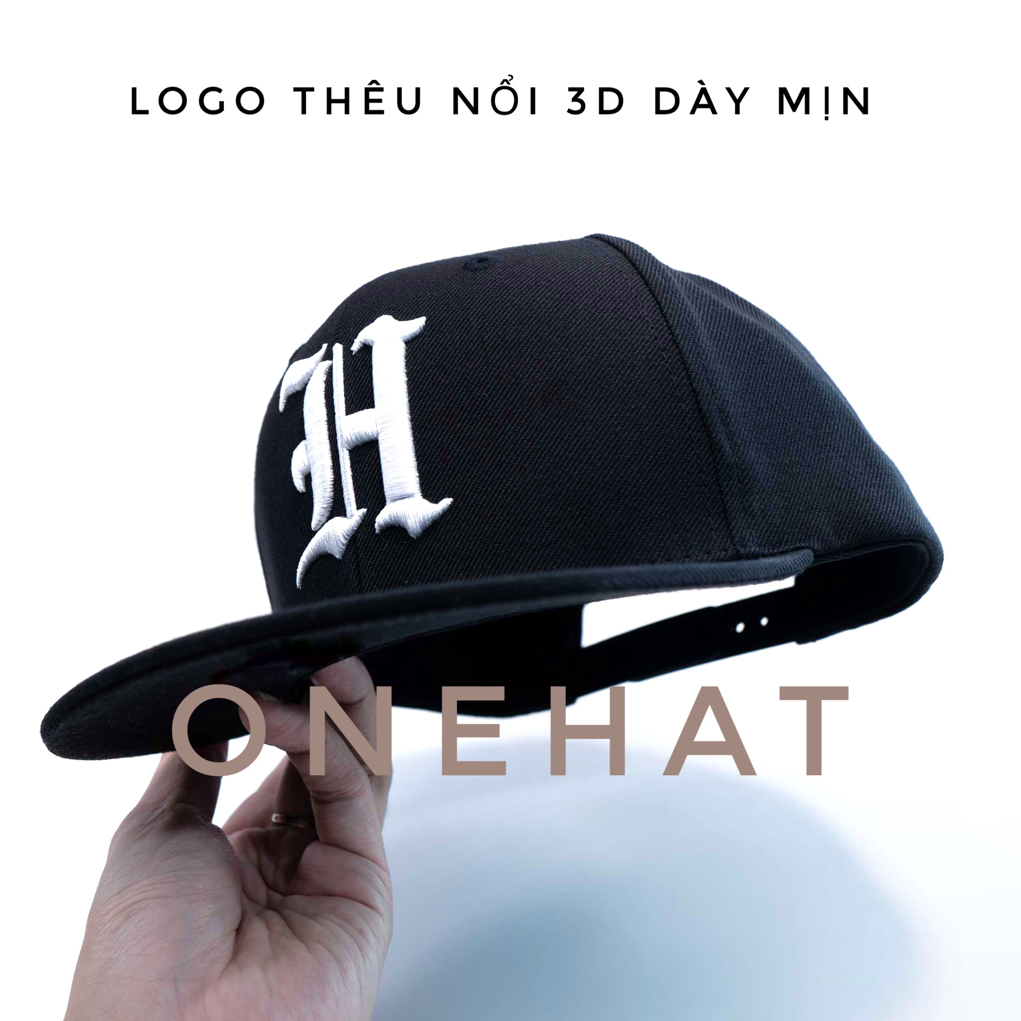 Nón snapback thêu nổi logo chữ H font chữ cổ điển chất lượng cao fom cứng đứng fom không móp méo