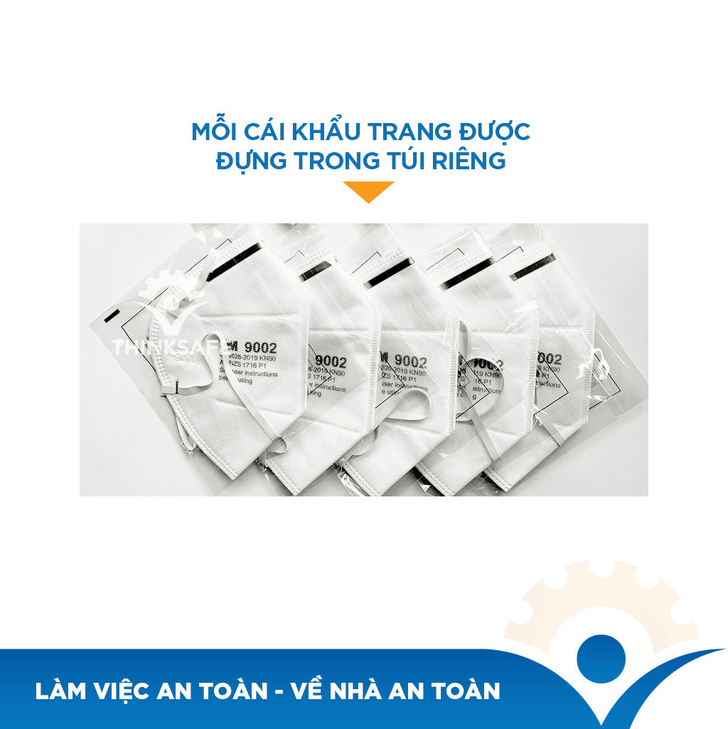 Khẩu trang 3M 9002 Tiêu chuẩn KN90 chống virus lọc bụi mịn - khẩu trang y tế 4 lớp thiết kế 3D cho độ kín khít tối đa - chính hãng 3M (Dây đeo qua gáy không đau tai)