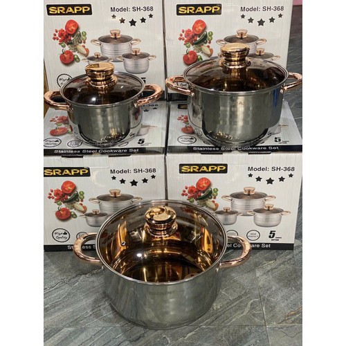 Bộ Nồi 3 Món Inox SRAPP SH-368 - Hàng Chính Hãng