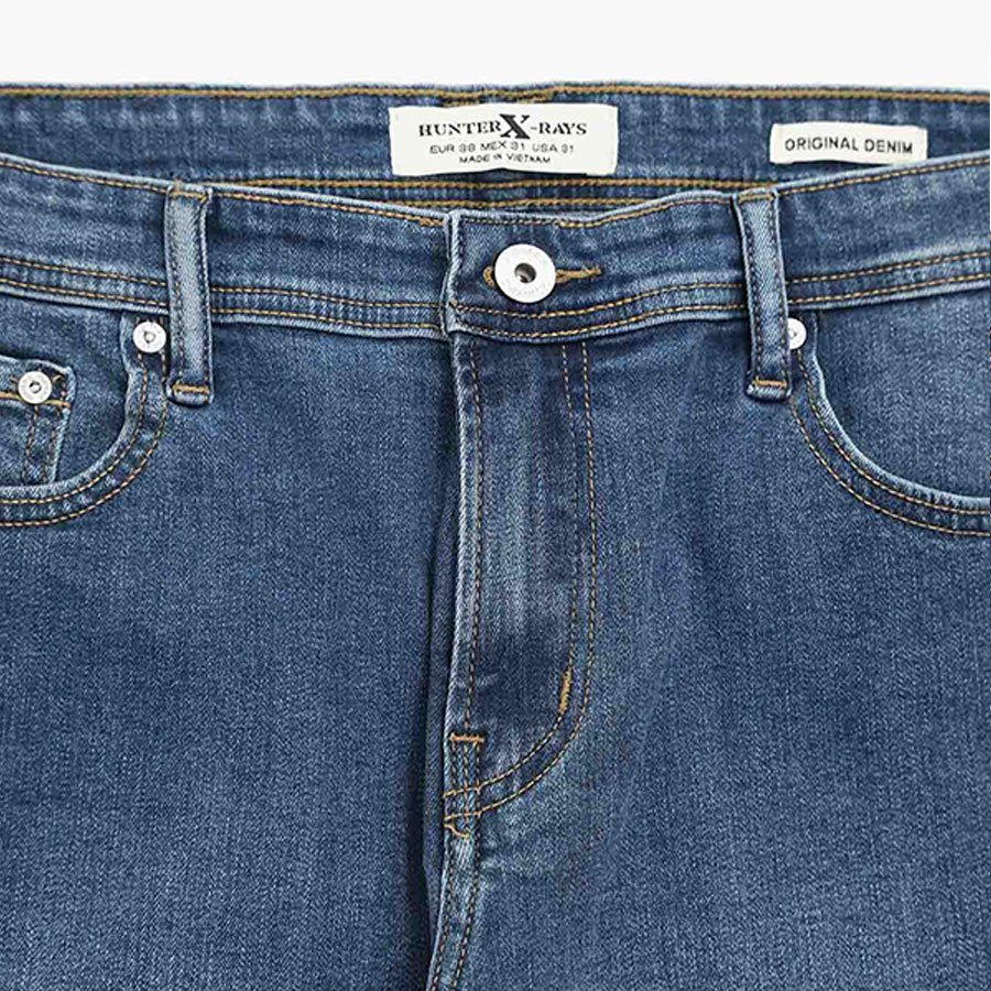Quần Short Jeans Nam Cao Cấp HUNTER X-RAYS Form Slimfit Màu Xanh Biển S30