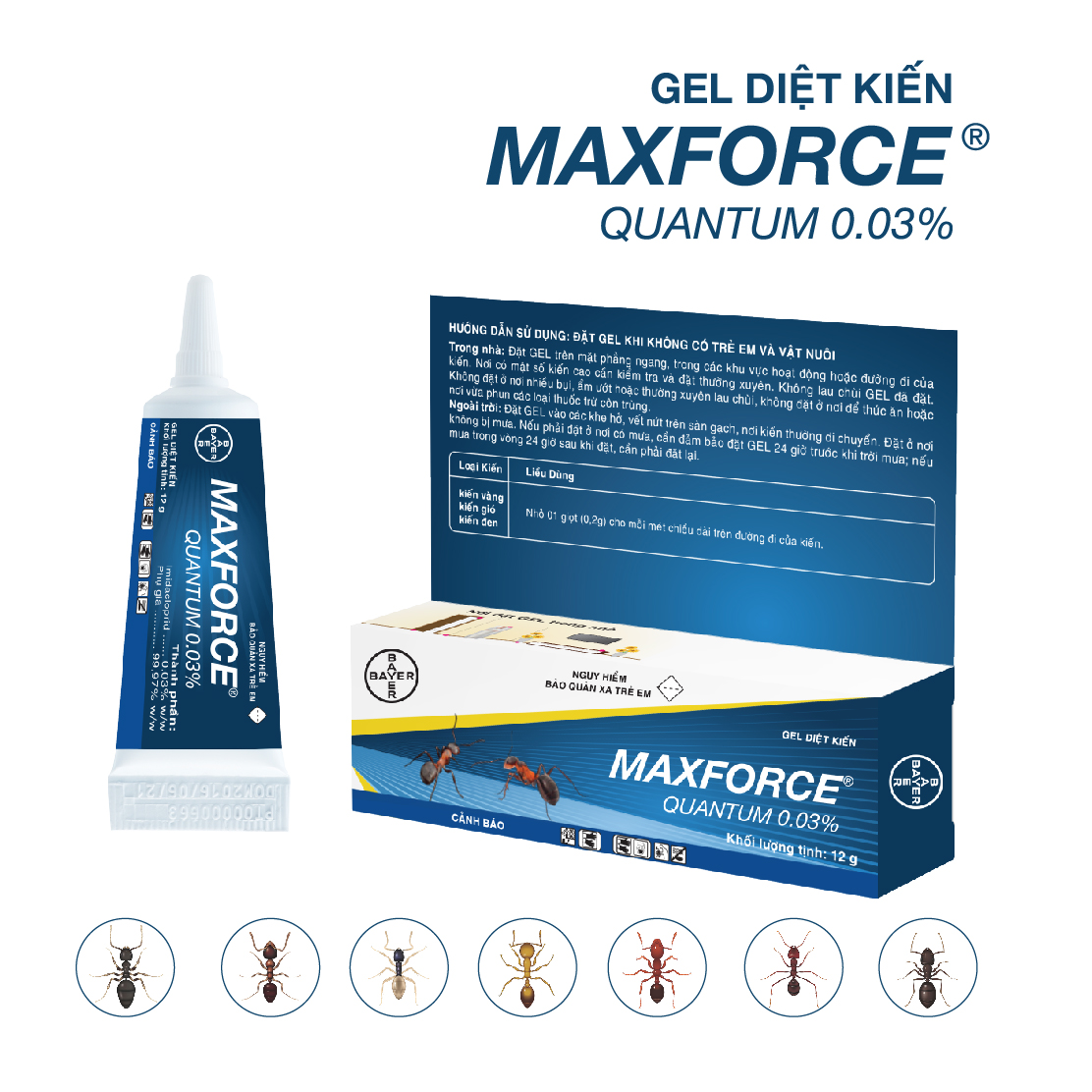 [Combo 2 sản phẩm] Gel Diệt Kiến Maxforce Quantum + Gel Diệt Gián Blattanex Chính Hãng