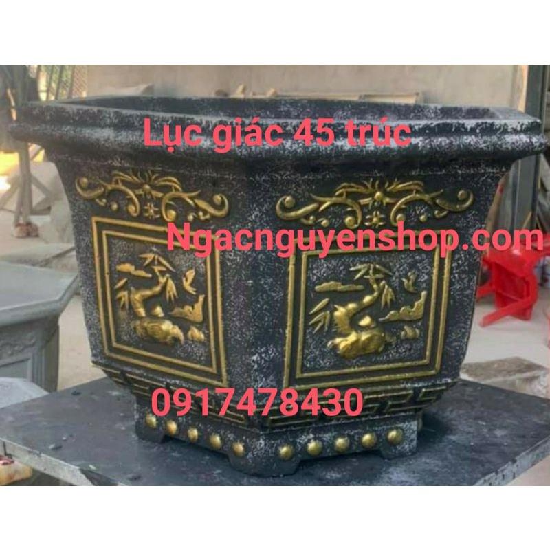 Khuôn Chậu lục giác rộng 45 cao 35 kèm chân cao 20 mẫu sen trúc
