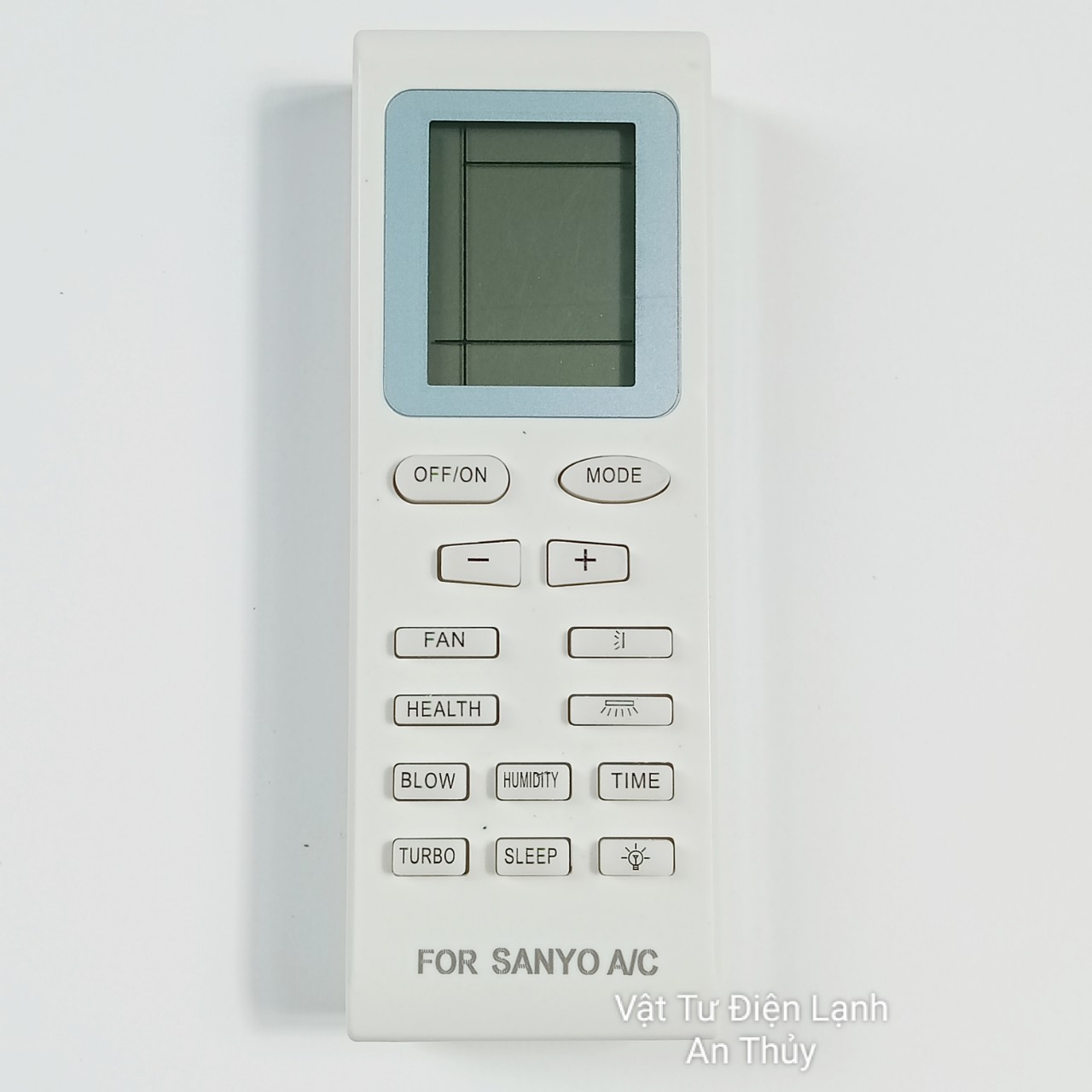 Remote máy lạnh SANYO viền xanh ngắn - Điều khiển máy lạnh SANYO - Remote điều hòa SANYO - Điều khiển điều hòa SANYO
