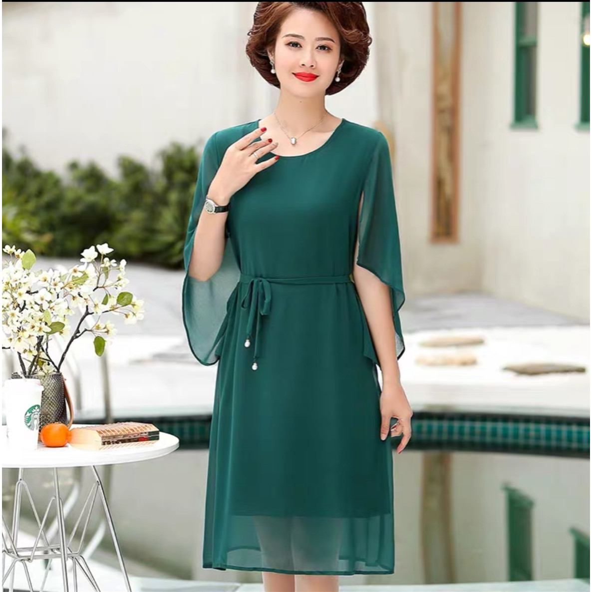 Đầm xòe trung niên tặng bà tặng mẹ sang trọng size từ 40 đến 71kg